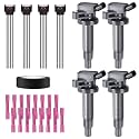 Set of 4 Ignition Coils Pack &amp; Pigtail Connector Wiring Harness Kit Compatible with Chevrolet Toyota Pontiac Prizm Corolla Vibe 1.8L L4 Replacement for UF247 UF315 C1249