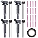 Set of 4 Ignition Coils Pack and Female Connector Plug Harness Pigtail with Toyota Lexus Scion Camry Corolla Matrix RAV4 Solara Highlander tC xB HS250h 2.0L 2.4L V4 coils for UF333