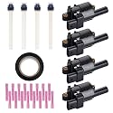 Set of 4 Round Ignition Coils &amp; Pigtail Connector Wiring Harness Kit Compatible with Buick Cadillac Chevy GMC Hummer Workhorse Compatible UF-414 GN10165