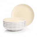 Set of 6 Dinner Plates 8 Inch, Yellow Porcelain Plates, Microwave Oven Dishwasher Safe Scratch Resistant (Yellow, 8 inch)