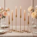 (Set of 6) Gold Metal Candle Holders, Decorative Stands and Lightweight, for Home Decore, Wedding & Festival Living Room, Dining Table, Bedroom Golden Stick Holders