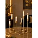 (Set of 6) Gold Metal Taper Candle Holder – Decorative Modern T-Light Stand for Home Decor, Table Centerpiece, Wedding & Festival Decoration, Elegant Golden Stick Holders