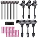 Set of 6 Ignition Coils Pack &amp; Pigtail Connector Wiring Harness Kit Front Rear Replacement for 1995-1999 Maxima Infinity I30 3.0 V6 C1001 C1002 UF138 UF263 2244831U16
