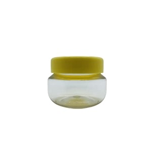 set of 60 - empty clear 30 ml small apple shaped cosmetic containers jars with cream yellow cap for lip products eye shadow pigments lotion creams and samples