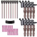Set of 8 Brown Boot Ignition Coils &amp; Pigtail Connector Wiring Harness Kit Compatible with Ford F150 F250 F350 Lincoln Mercury 4.6L 5.4L V8 Replacement for DG521 FD509