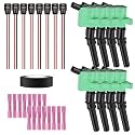 Set of 8 Green Ignition Coils &amp; Pigtail Connector Wiring Harness Kit Compatible with Ford F150 E350 Expedition Lincoln Mercury 4.6L 5.4L Replacement For DG508 DG457
