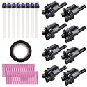 Set of 8 Ignition Coils &amp; Pigtail Connector Wiring Harness Kit Compatible with Buick Cadillac Chevrolet Silverado GMC Sierra Yukon Replacement for UF414 C1512
