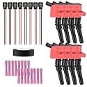 Set of 8 Red Ignition Coils &amp; Pigtail Connector Wiring Harness Kit Compatible with Ford F150 E250 Mustang Lincoln Navigator Mercury 4.6L 5.4L DG508 DG457