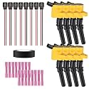 Set of 8 Yellow Ignition Coils & Pigtail Connector Wiring Harness Kit Compatible with Ford F150 F250 E350 Expedition Lincoln Navigator Replacement for DG457 FD503 DG508