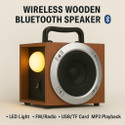 Seth Sons Wireless Wooden LED Light, FM/Radio, USB/TF Card Support, MP3 Playback 20 W Bluetooth Party Speaker