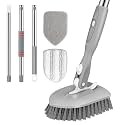 SetSail Tile Tub Scrubber Brush 3-in-1 Long Handle Shower Scrubber, Gray