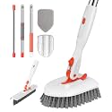 SetSail 4-in-1 Tile Tub Floor Scrubber with V-Shaped Grout Brush, Orange