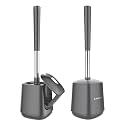 SetSail Toilet Brush and Holder 2 Pack, Self Closing Lid Toilet Bowl Brushes Holder and Extra Long Handle Ventilated Toilet Brush Set for Bathroom Cleaning, Nylon Bristles, Grey