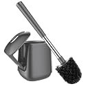 SetSail Toilet Brush and Holder, Self Closing Lid Toilet Bowl Brushes Holder and Extra Long Handle Ventilated Toilet Brush Set for Bathroom Cleaning, Nylon Bristles, Grey