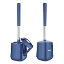 SetSail Toilet Brush and Holder, Self Closing Lid Toilet Bowl Brushes Holder and Extra Long Handle Ventilated Toilet Brush Set for Bathroom Cleaning, Nylon Bristles, 2 Packs-Dark &amp; Blue