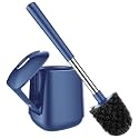 SetSail Toilet Brush and Holder, Self Closing Lid Toilet Bowl Brushes Holder and Extra Long Handle Ventilated Toilet Brush Set for Bathroom Cleaning, Nylon Bristles, Dark &amp; Blue