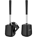SetSail Toilet Brush and Holder, Self Closing Lid Toilet Bowl Brushes Holder and Extra Long Handle Ventilated Toilet Brush Set for Bathroom Cleaning, Nylon Bristles, 2 Packs-Black