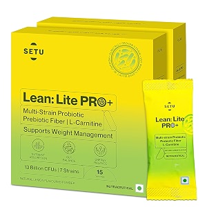 setu lean lite pro gut health powder  supergut powder with probiotics  l-carnitine  prebiotic amp probiotic supplement  helps convert fat into energy  boosts metabolism amp digestion 30 sachets
