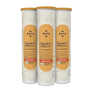 setu vitamin c fizz - 45 effervescent tablets pack of 3  amla extract and zinc boost immunity skin  orange flavour