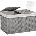 SETVSON Storage Basket with Lid Wicker Baskets for Storage, 160L Gray
