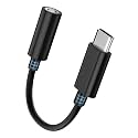 Seulliya USB C to 3.5mm Headphone Jack Adapter for iPhone 15/16 Pro/Max, Hi-Res Audio DAC Dongle, 3.5mm Aux Cord Converter for Samsung Galaxy, iPad, Car, USB-C Devices 1Pack Black