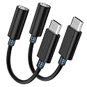 Seulliya USB C to 3.5mm Headphone Jack Adapter for iPhone 15/16 Pro/Max, Hi-Res Audio DAC Dongle, 3.5mm Aux Cord Converter for Samsung Galaxy, iPad, Car, USB-C Devices 2Pack Black