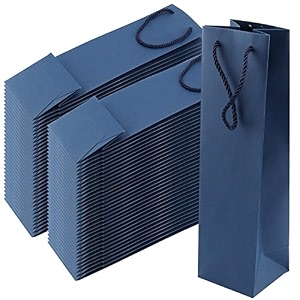 seunmuk 30 pack 138 x 43 x 35 inch black bulk wine bottle gift bags 250 gsm strong paper wine gift bag with handles elegant paper bags for party shopping retail wedding