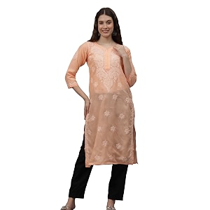 Seva Chikan Hand Embroidered Lucknowi Chikankari Appricoat