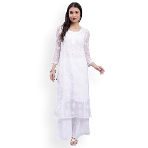 Seva Chikan Hand Embroidered Lucknowi Chikankari Georgette