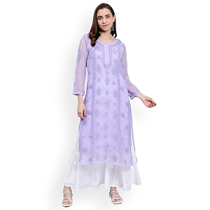 Seva Chikan Hand Embroidered Lucknowi Chikankari Georgette