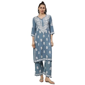 Seva Chikan Hand Embroidered Lucknowi Chikankari Rayon