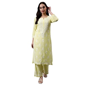Seva Chikan Hand Embroidered Lucknowi Chikankari Rayon