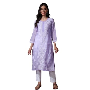 Seva Chikan Hand Embroidered Lucknowi Chikankari Appricot