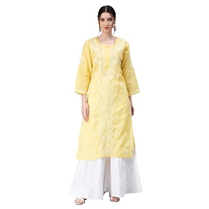Seva Chikan Hand Embroidered Lucknowi Chikankari Appricot