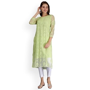 Seva Chikan Hand Embroidered Lucknowi Chikankari Georgette