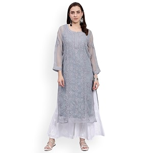 Seva Chikan Hand Embroidered Lucknowi Chikankari Georgette