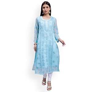 Seva Chikan Hand Embroidered Lucknowi Chikankari Georgette