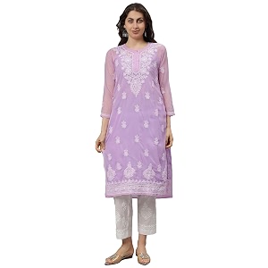 Seva Chikan Hand Embroidered Lucknowi Chikankari Georgette