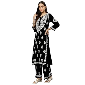 Seva Chikan Hand Embroidered Lucknowi Chikankari Rayon