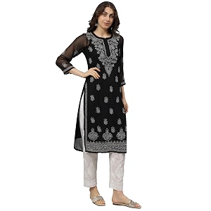 Seva Chikan Hand Embroidered Lucknowi Chikankari Georgette