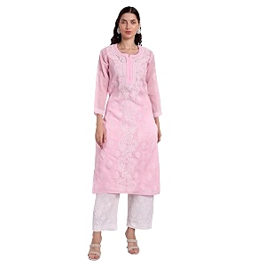 Seva Chikan Hand Embroidered Lucknowi Chikankari Appricot