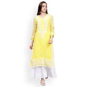 Seva Chikan Hand Embroidered Lucknowi Chikankari Straight