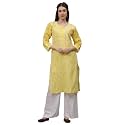 Seva Chikan Hand Embroidered Lucknowi Chikankari Yellow