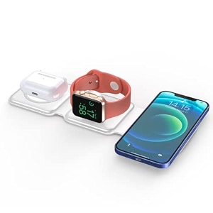 sevenaire magcharge d1900 3-in-1 wireless charger  23watt fast charging dual phone charge mag-safe compatible for iphone 1514131211x8 series  iwatch 9 to 3  air pods pearl white