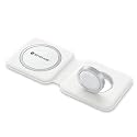 SEVENAIRE MagCharge D1950 Duo 2 in 1 Wireless Charger | 15W Fast Wireless Charging pad | Magsafe Compatible | Foldable | for iPhone 17 to 8 Series | iWatch | Air-pods (White)