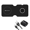 SEVENAIRE MagCharge D1950 2 in 1 Wireless Charger [15W Fast Charging pad] [Mag-Safe] [Foldable] for iPhone 16 to 8 Series | iWatch 10 to 3 |Air-Pods (Black with 20W Adapter)