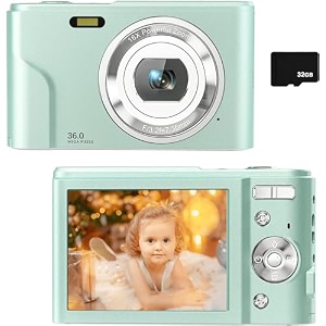 digital camera for kids boys and girls 36mp children39s camera with 32gb sd cardfull hd 1080p rechargeable electronic mini camera for students teens kids light green
