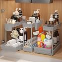 Sevenblue 3-Pack 2-Tier L-Shaped Under Sink Organizers with Sliding Drawers