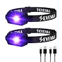 SEVENKA 2 UV Headlamp Flashlight Black Light, Rechargeable LED Hand Free Mini UV Blacklight 395nm Head Lights with White & Ultraviolet Light, Detector for Pet Dog/Cat Urine Stains,Bed Bug,Scorpions