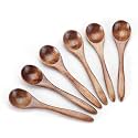 Sevensun Small Wooden Spoons, 6Pcs Teaspoons Serving Utensils for Cooking Condiments, Mini Honey Spoon for Daily Use - 5.3 Inch